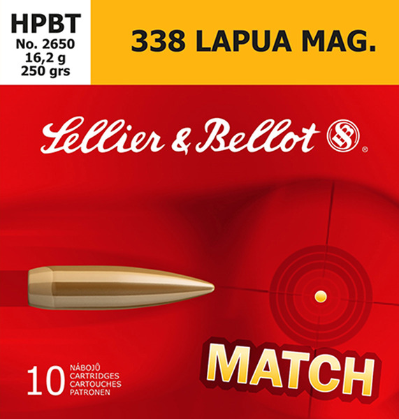 Ammunition Sellier&Bellot Match 338LAPUA S&B 338LAPUA 250GR SIERRA HPBT 10/BX • Model: Match